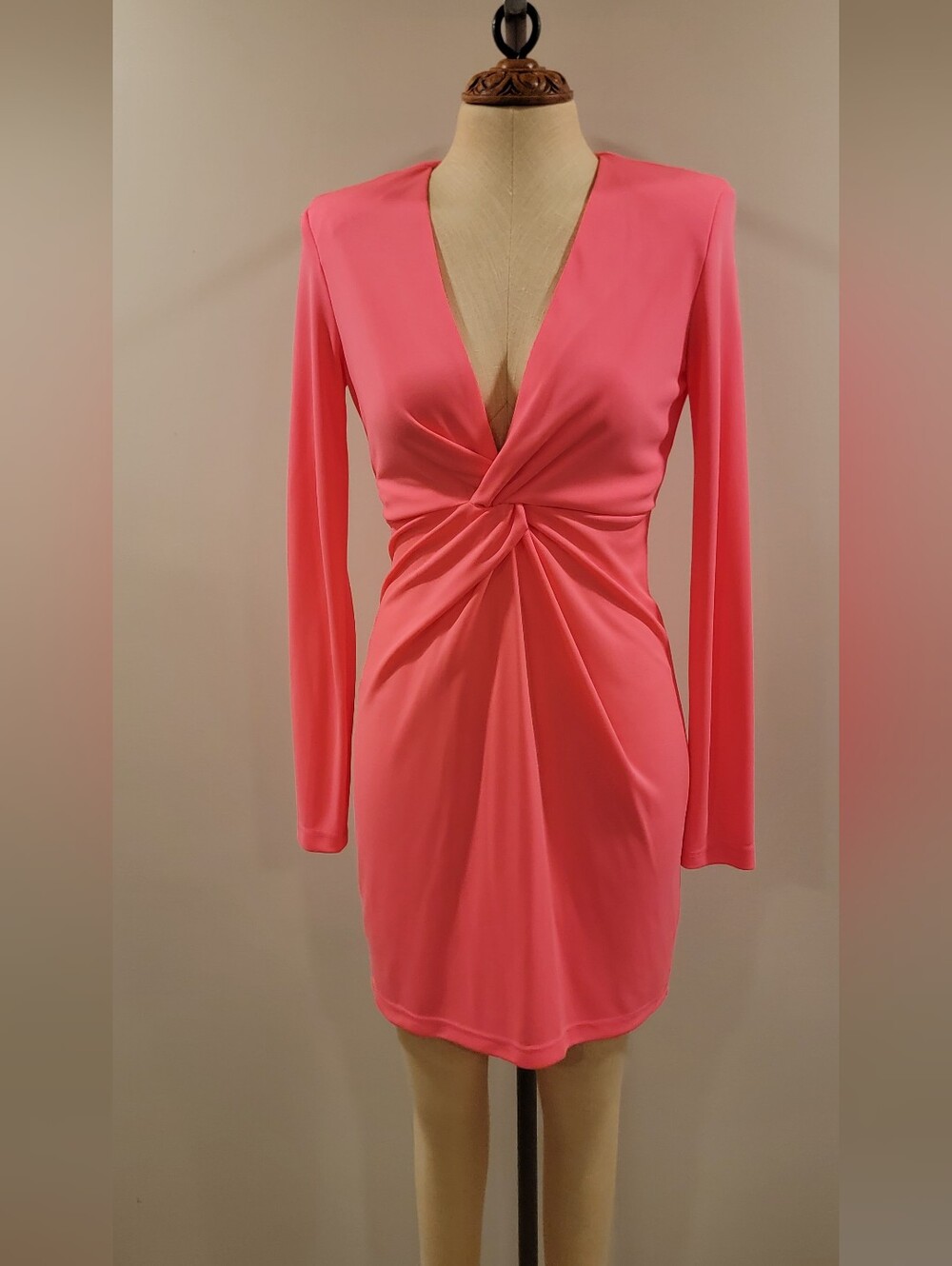 Zara Long Sleeve Twist-Front V-Neck Dress